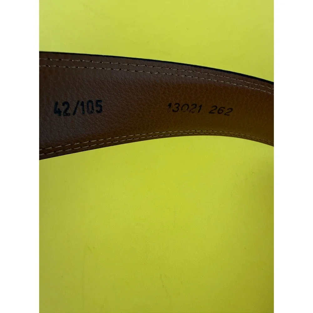 NWOT Joseph Abboud Mens Brown Leather Belt Contrast Stitch Italy 42 Handmade